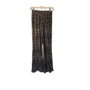 KLD women’s animal, print, pleated vintage, wide leg pants. S